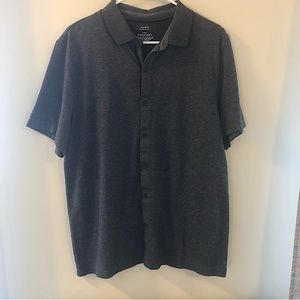 Alfani Herringbone Pattern Button Down Short Sleeve Casual Shirt
